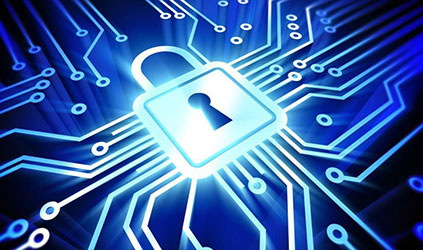 Illustration of padlock integrated with circuits